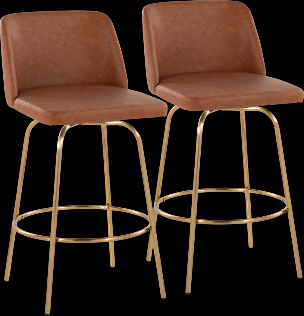 Wymering II Camel Swivel Barstool, Set of 2 - Thumbnail - Image 1