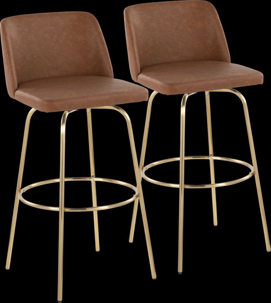 Wymering II Camel Swivel Barstool, Set of 2 - Thumbnail - Image 1