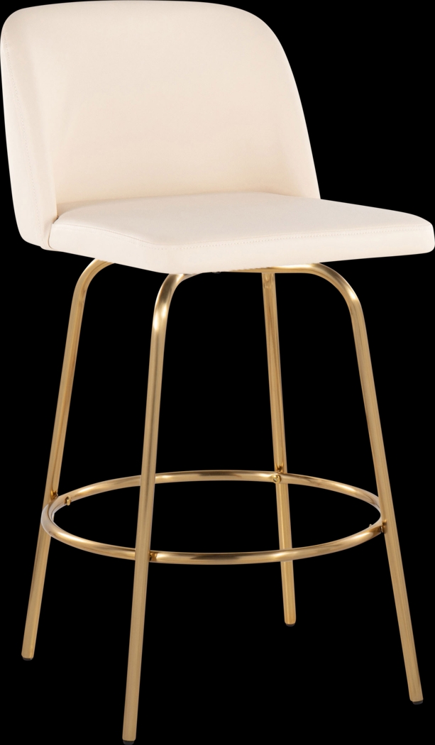 Wymering II Cream Polyurethane Swivel Barstool, Set of 2 - Thumbnail - Image 3