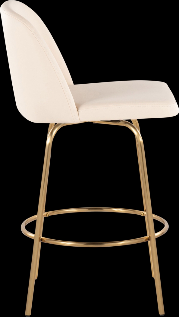 Wymering II Cream Polyurethane Swivel Barstool, Set of 2 - Thumbnail - Image 4