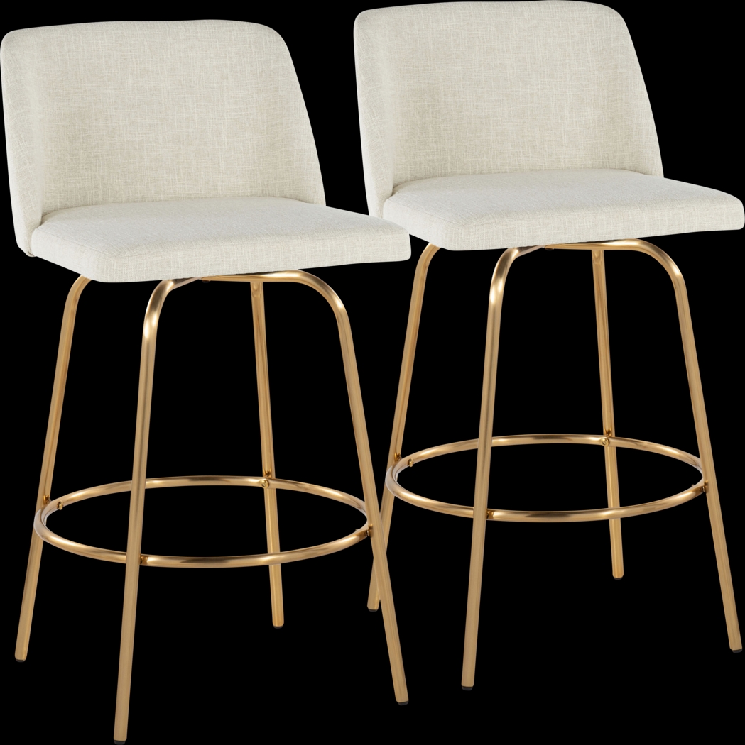 Wymering II Cream Swivel Counter Height Stool, Set of 2 - Thumbnail - Image 1