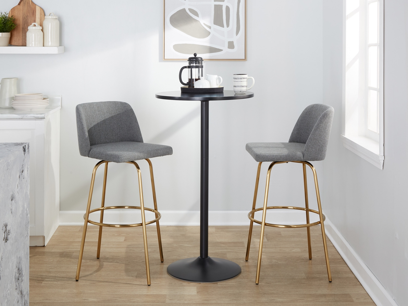 Wymering II Gray Swivel Barstool, Set of 2 - Thumbnail - Image 9