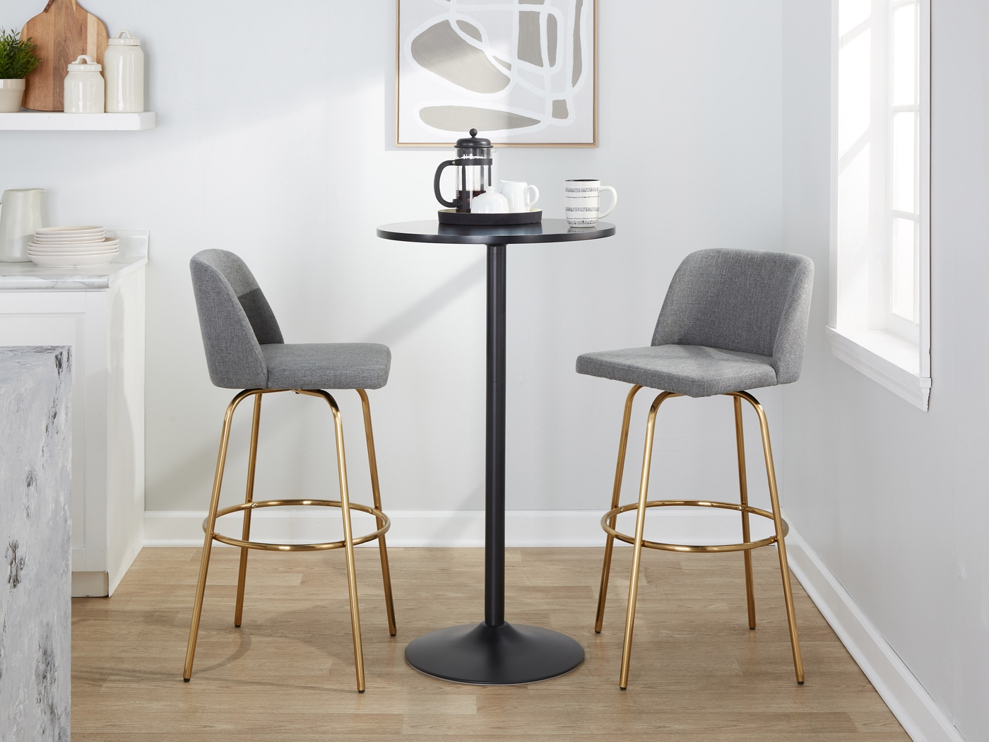 Wymering II Gray Swivel Barstool, Set of 2 - Thumbnail - Image 10