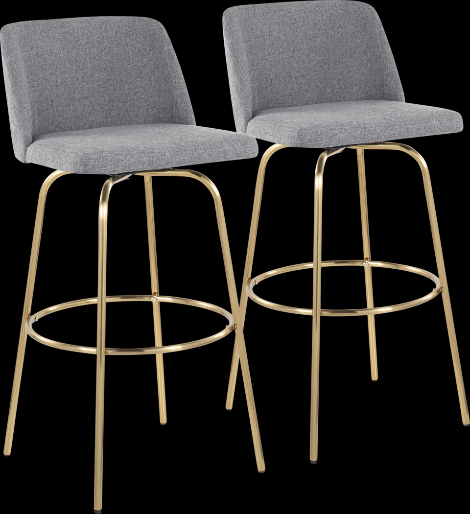 Wymering II Gray Swivel Barstool, Set of 2 - Thumbnail - Image 1