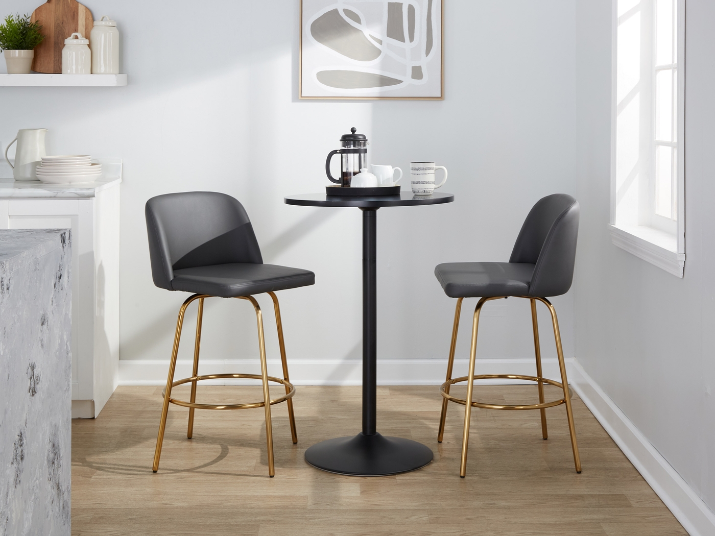 Wymering II Gray Swivel Counter Height Stool, Set of 2 - Thumbnail - Image 2