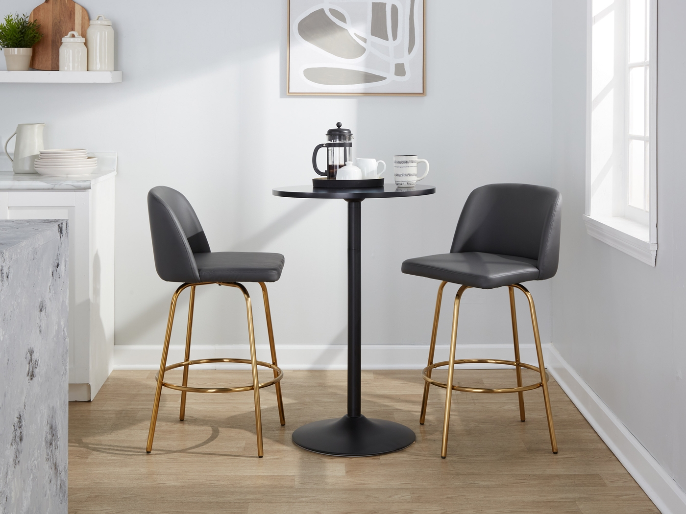 Wymering II Gray Swivel Counter Height Stool, Set of 2 - Thumbnail - Image 11