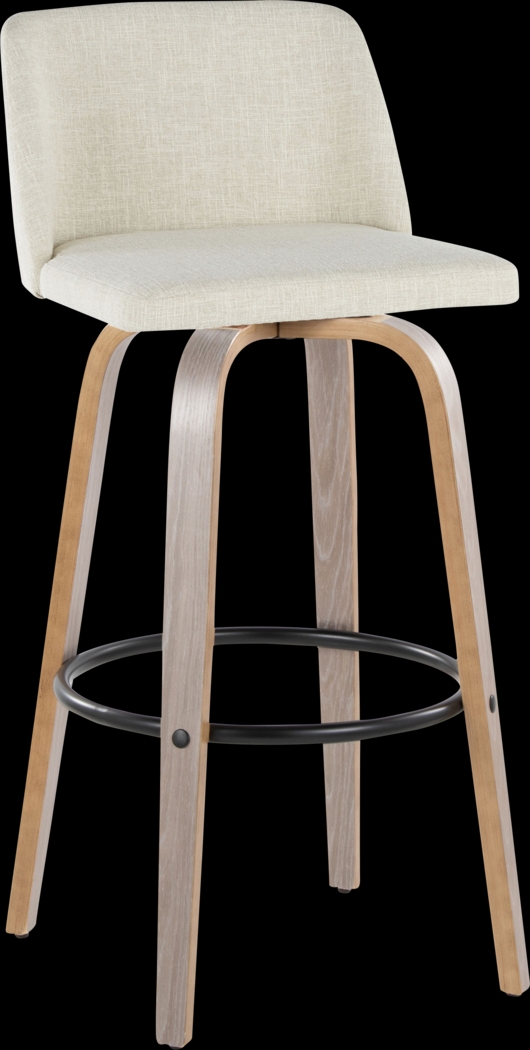 Wymering III Beige Swivel Barstool, Set of 2 - Thumbnail - Image 3