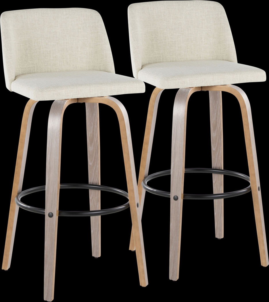 Wymering III Beige Swivel Barstool, Set of 2 - Thumbnail - Image 1