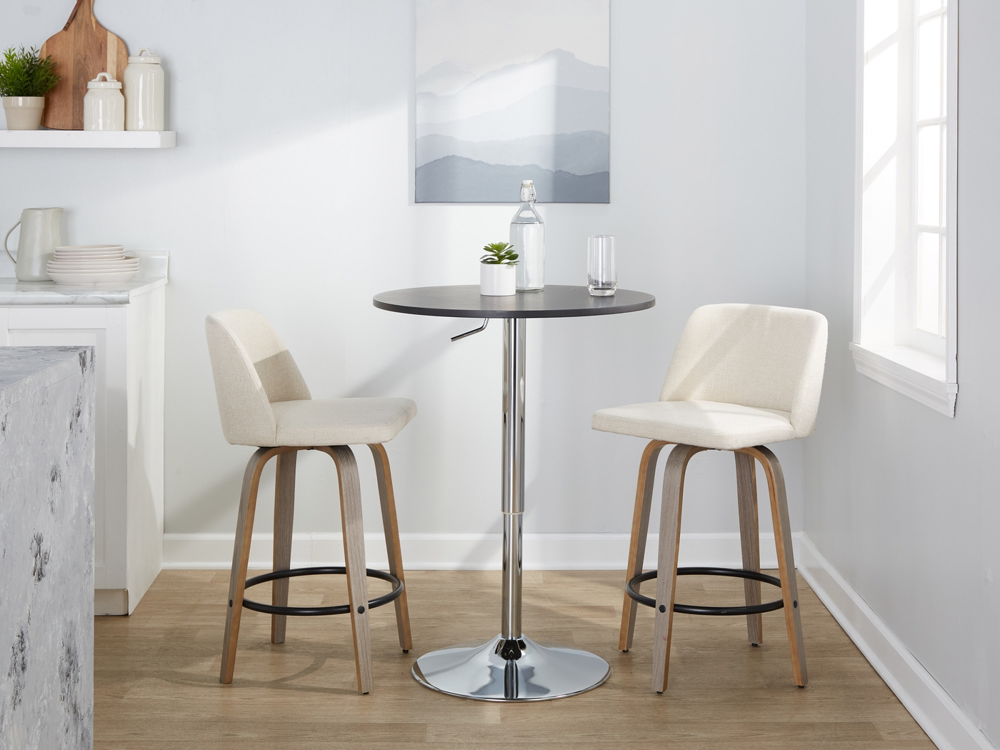 Wymering III Beige Swivel Counter Height Stool, Set of 2 - Thumbnail - Image 11