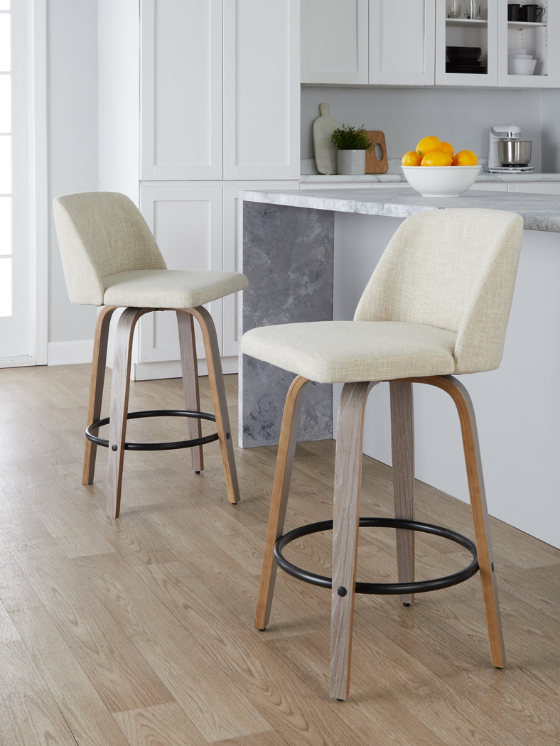 Wymering III Beige Swivel Counter Height Stool, Set of 2 - Thumbnail - Image 8