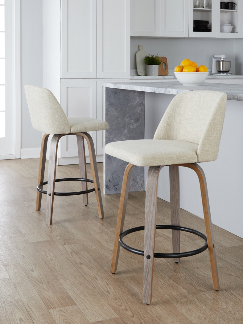 Wymering III Beige Swivel Counter Height Stool, Set of 2 - Thumbnail - Image 9