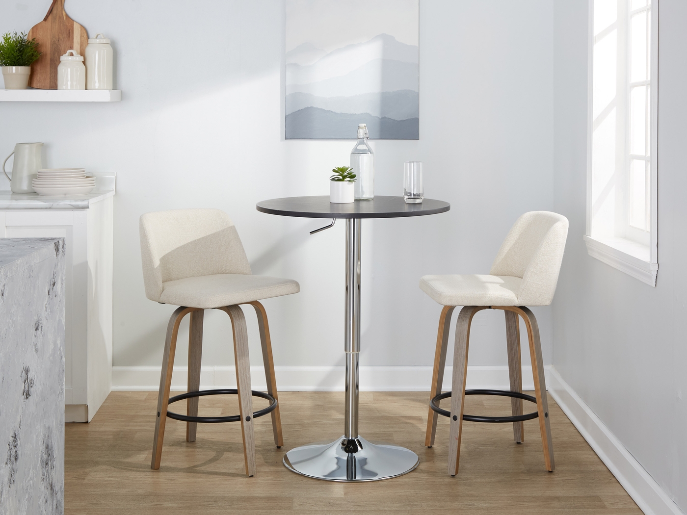 Wymering III Beige Swivel Counter Height Stool, Set of 2 - Thumbnail - Image 10