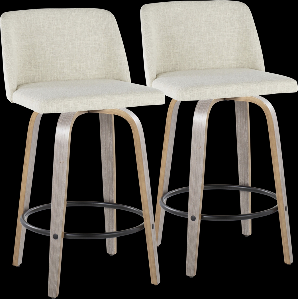 Wymering III Beige Swivel Counter Height Stool, Set of 2 - Thumbnail - Image 1