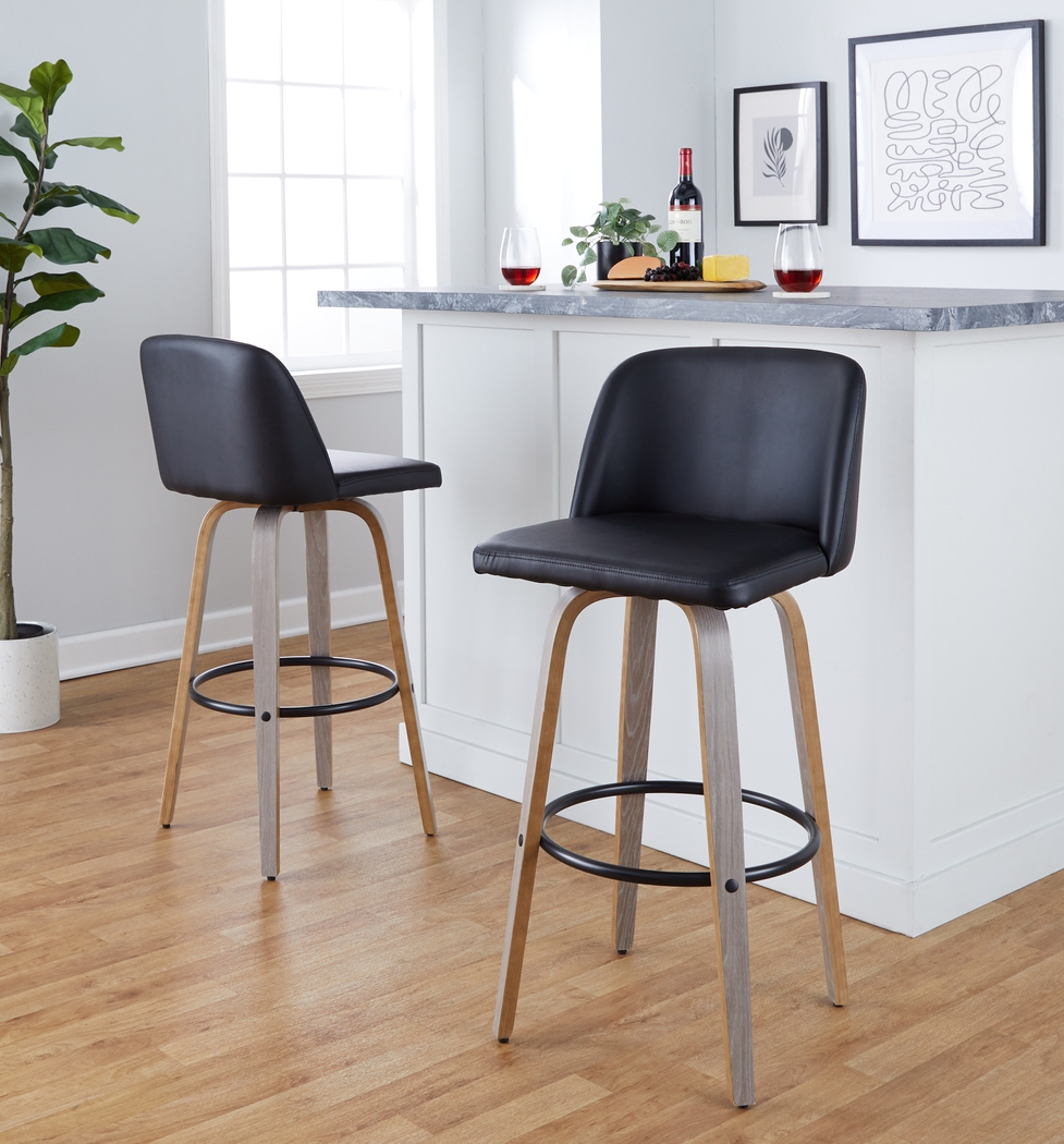 Wymering III Black Swivel Barstool, Set of 2 - Thumbnail - Image 2
