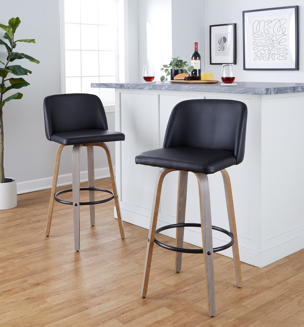 Wymering III Black Swivel Barstool, Set of 2 - Thumbnail - Image 8