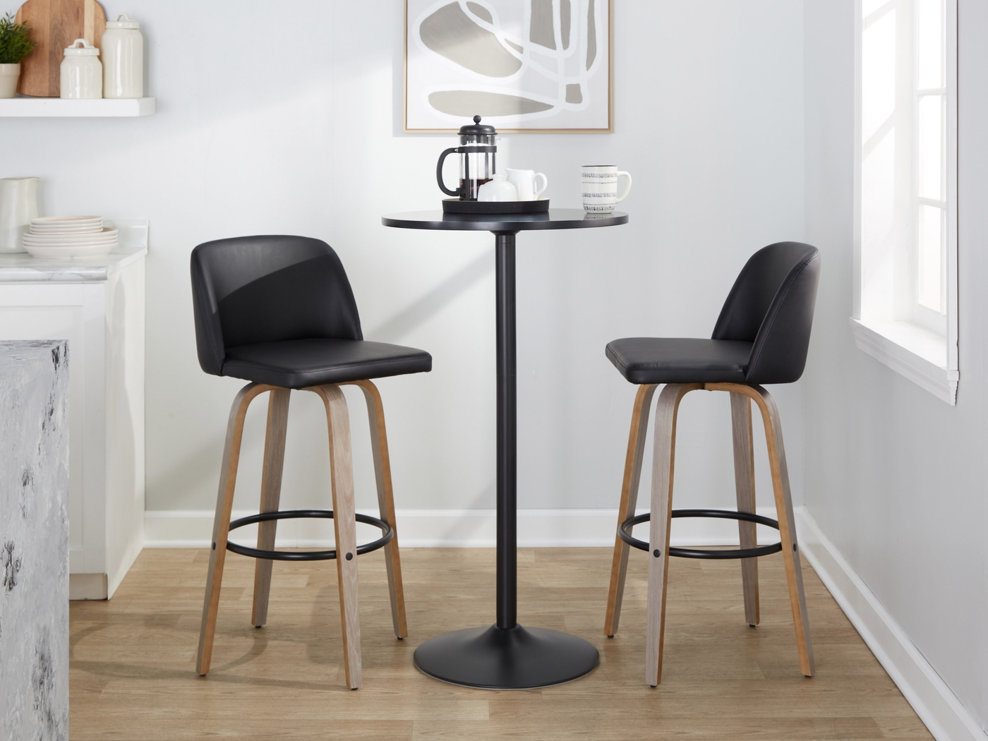 Wymering III Black Swivel Barstool, Set of 2 - Thumbnail - Image 9