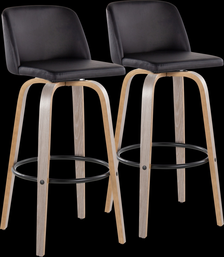 Wymering III Black Swivel Barstool, Set of 2 - Thumbnail - Image 1