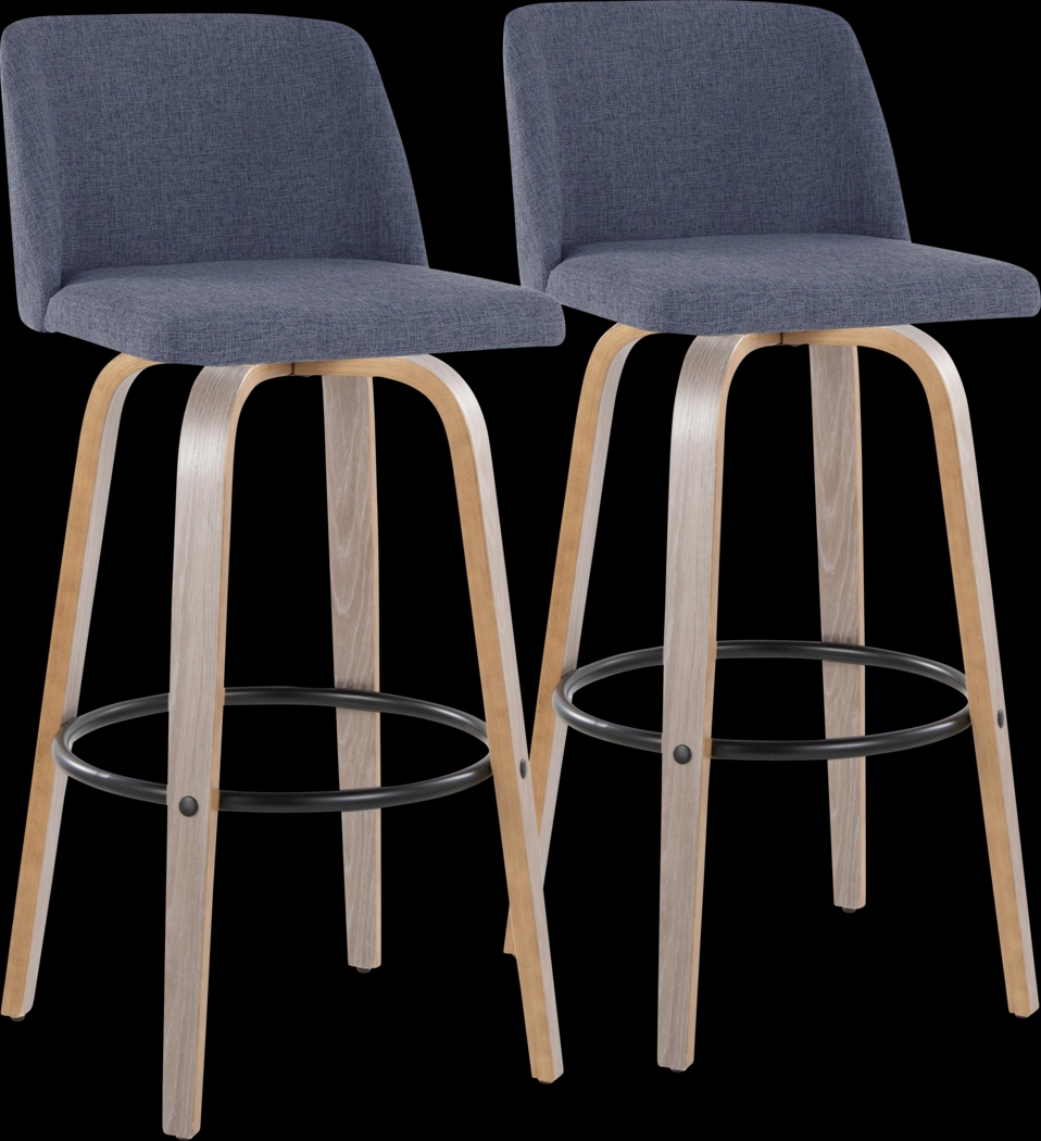 Wymering III Blue Swivel Barstool, Set of 2 - Thumbnail - Image 1