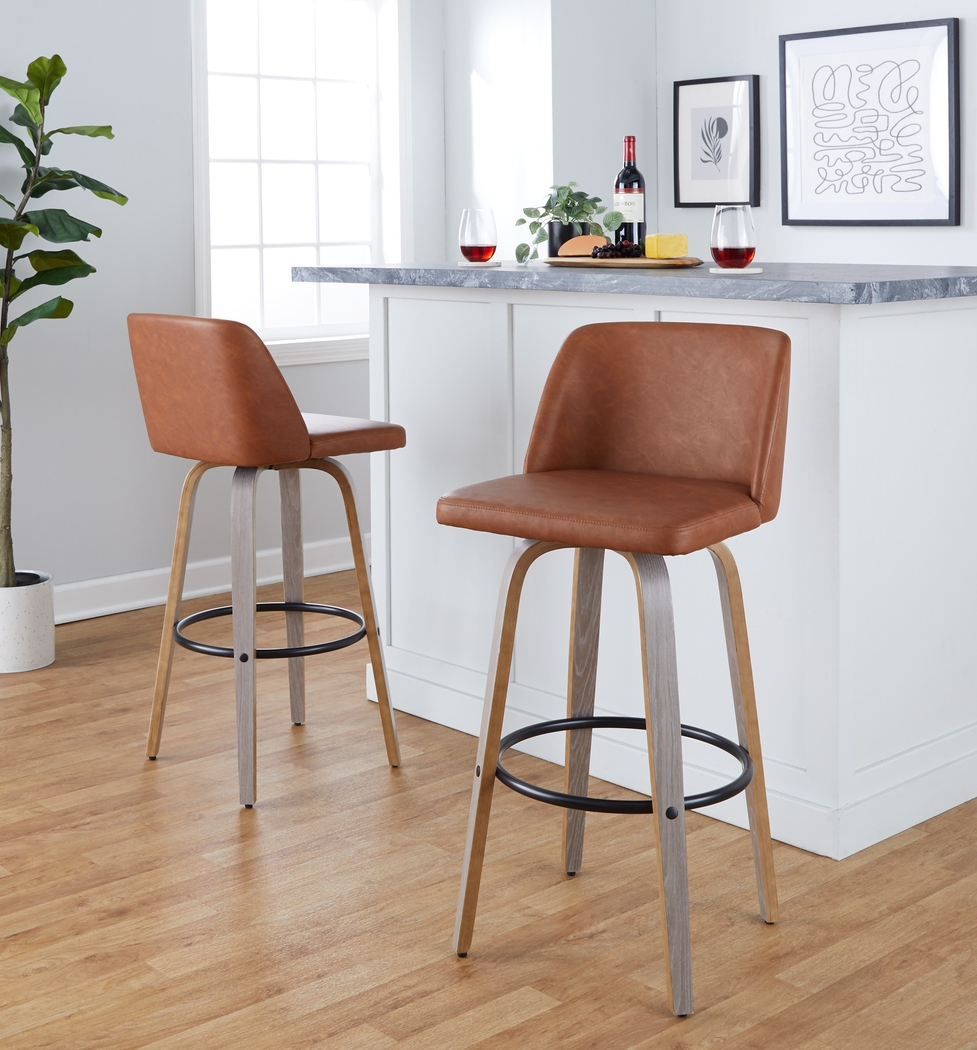 Wymering III Camel Swivel Barstool, Set of 2 - Thumbnail - Image 2