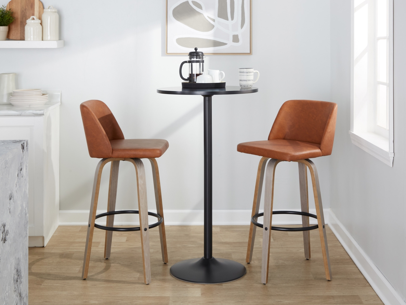 Wymering III Camel Swivel Barstool, Set of 2 - Thumbnail - Image 10