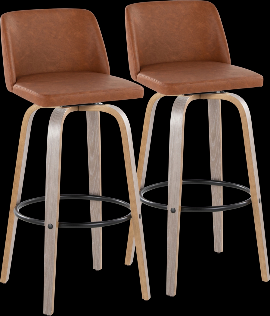 Wymering III Camel Swivel Barstool, Set of 2 - Thumbnail - Image 1