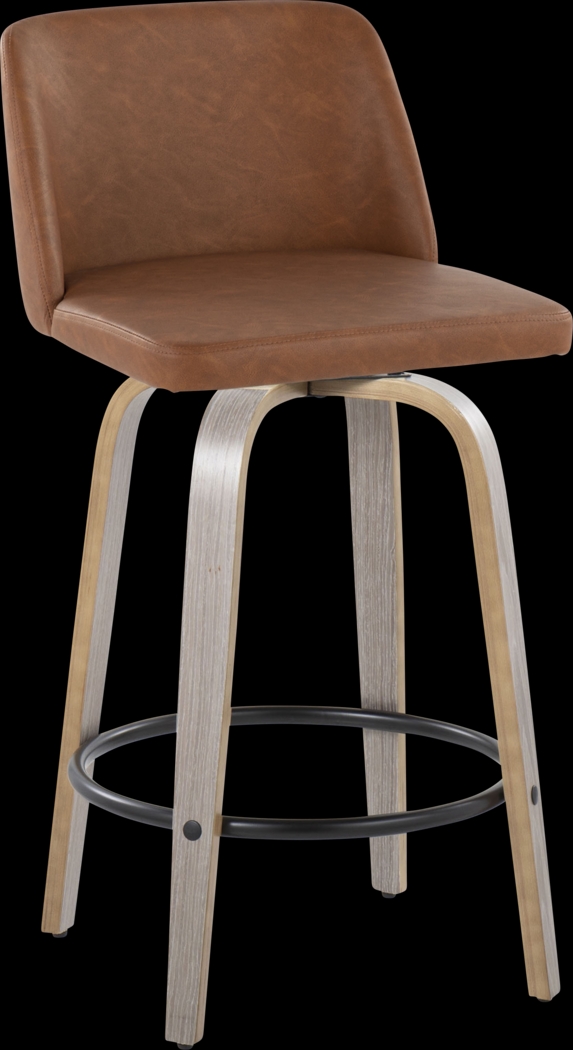 Wymering III Camel Swivel Counter Height Stool, Set of 2 - Thumbnail - Image 3