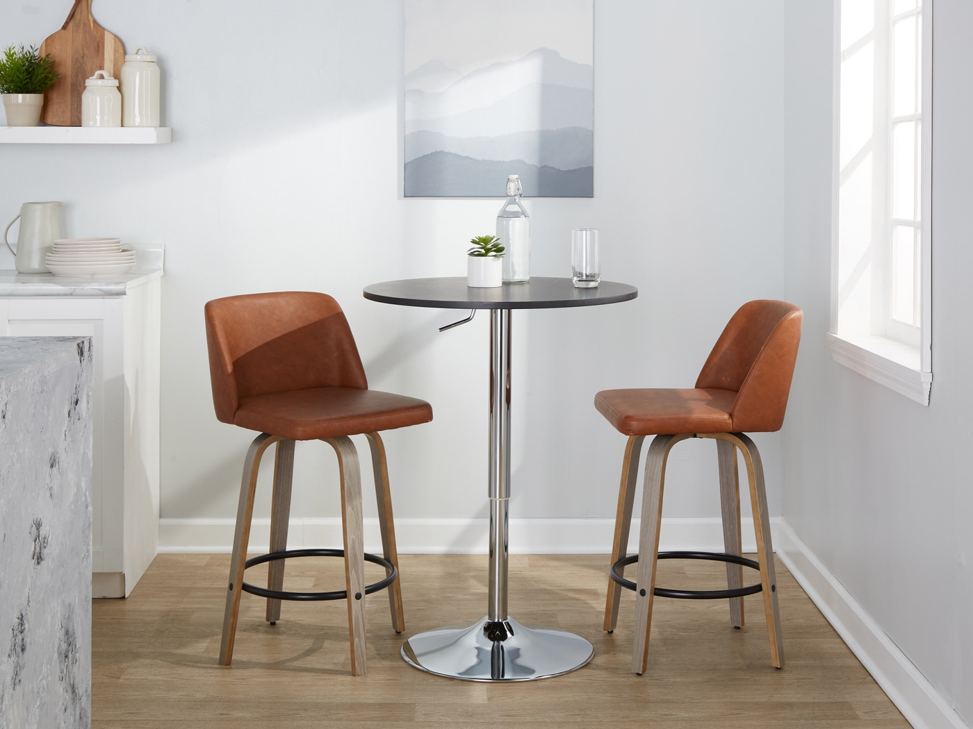 Wymering III Camel Swivel Counter Height Stool, Set of 2 - Thumbnail - Image 9