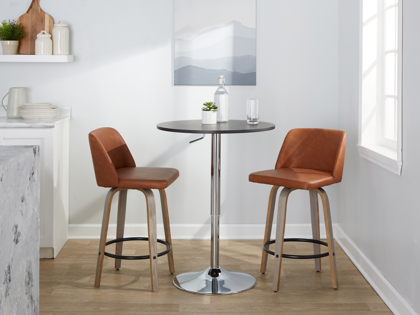 Wymering III Camel Swivel Counter Height Stool, Set of 2 - Thumbnail - Image 10