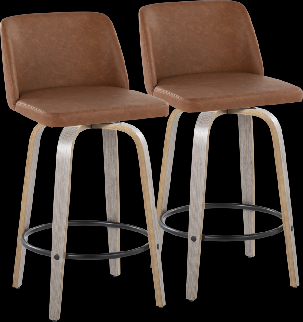 Wymering III Camel Swivel Counter Height Stool, Set of 2 - Thumbnail - Image 1