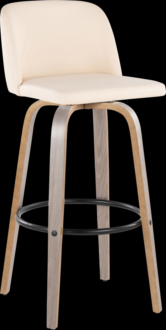 Wymering III Cream Polyurethane Swivel Barstool, Set of 2 - Thumbnail - Image 3