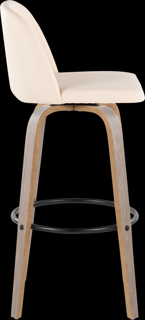 Wymering III Cream Polyurethane Swivel Barstool, Set of 2 - Thumbnail - Image 4