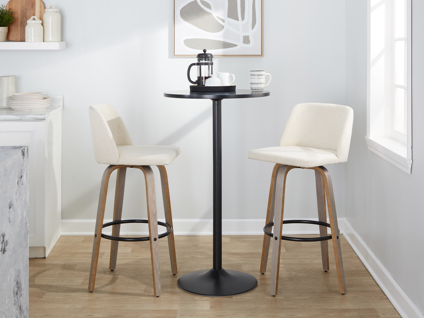 Wymering III Cream Swivel Barstool, Set of 2 - Thumbnail - Image 10