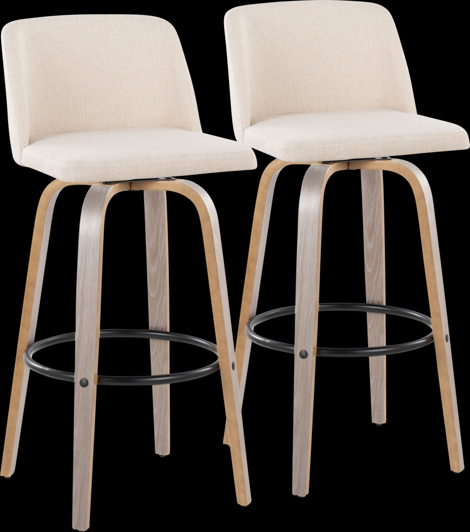 Wymering III Cream Swivel Barstool, Set of 2 - Thumbnail - Image 1