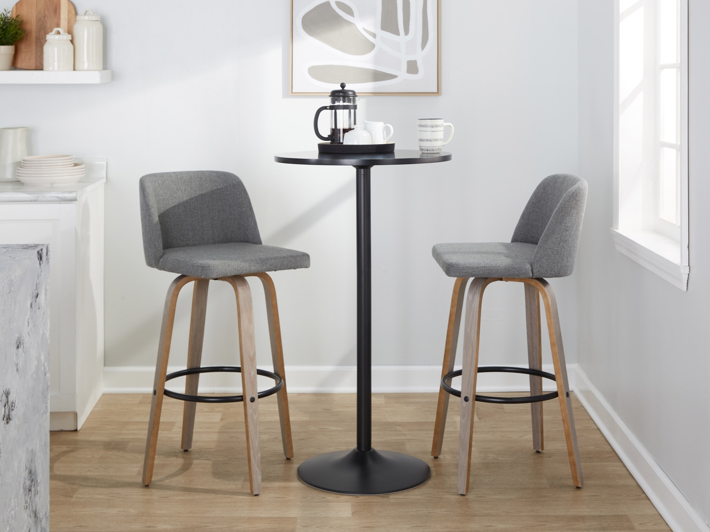 Wymering III Gray Swivel Barstool, Set of 2 - Thumbnail - Image 9