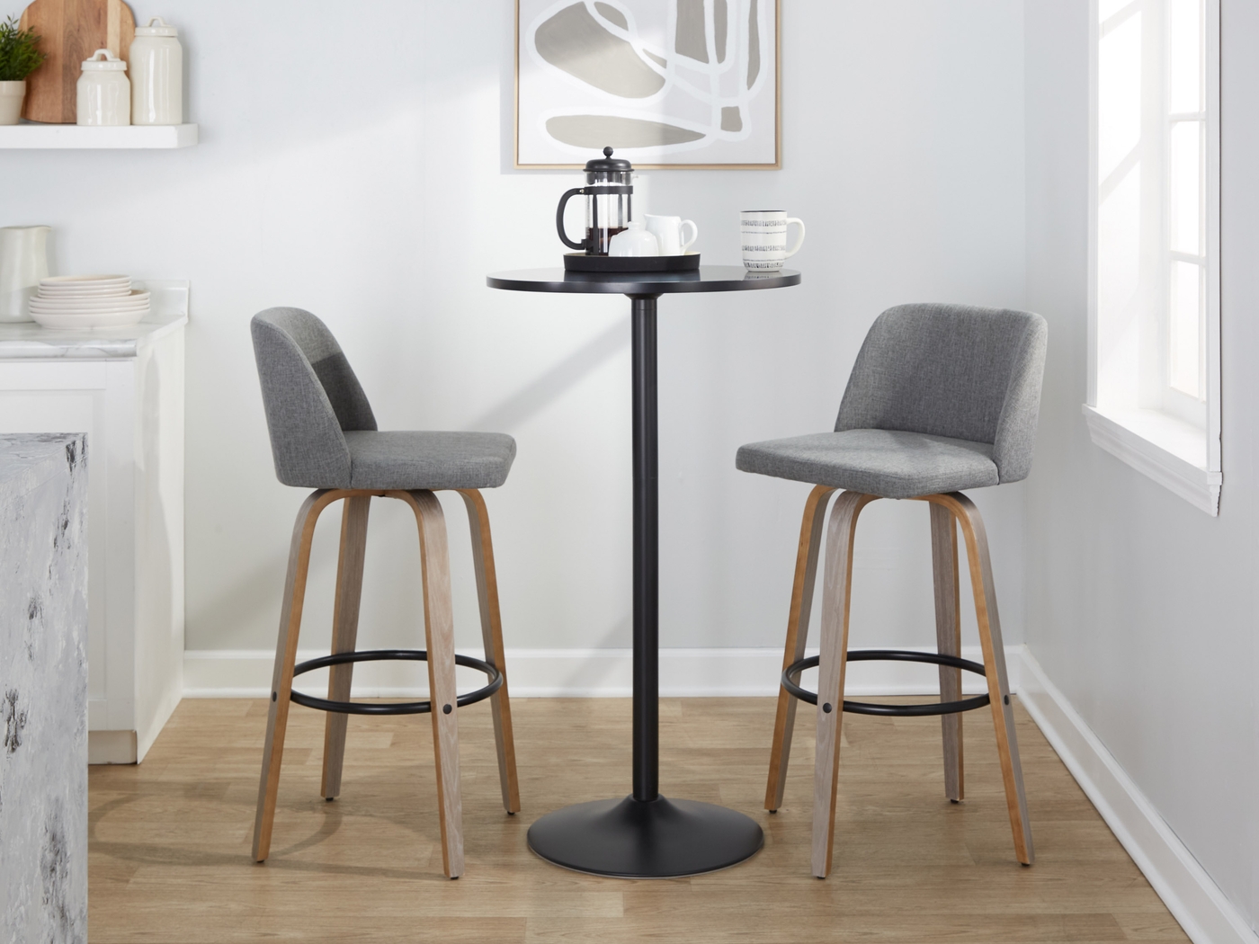 Wymering III Gray Swivel Barstool, Set of 2 - Thumbnail - Image 10