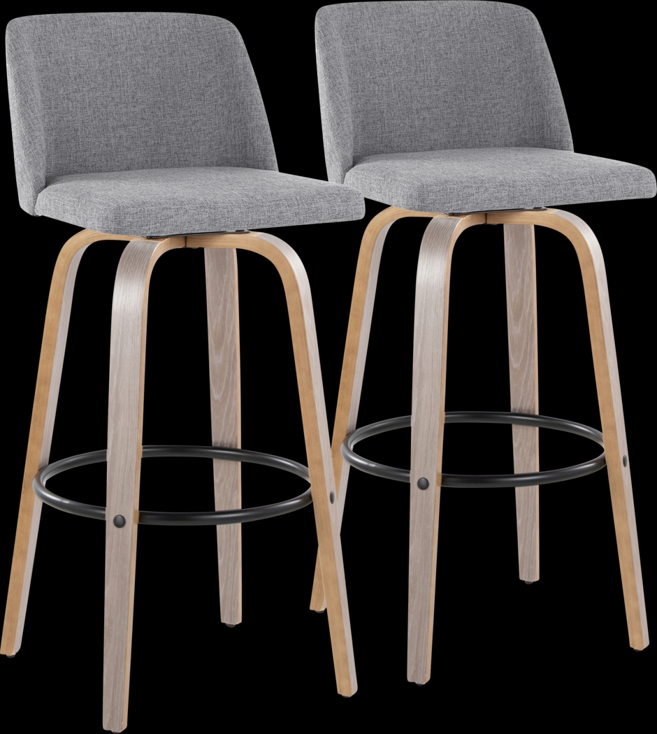 Wymering III Gray Swivel Barstool, Set of 2 - Thumbnail - Image 1