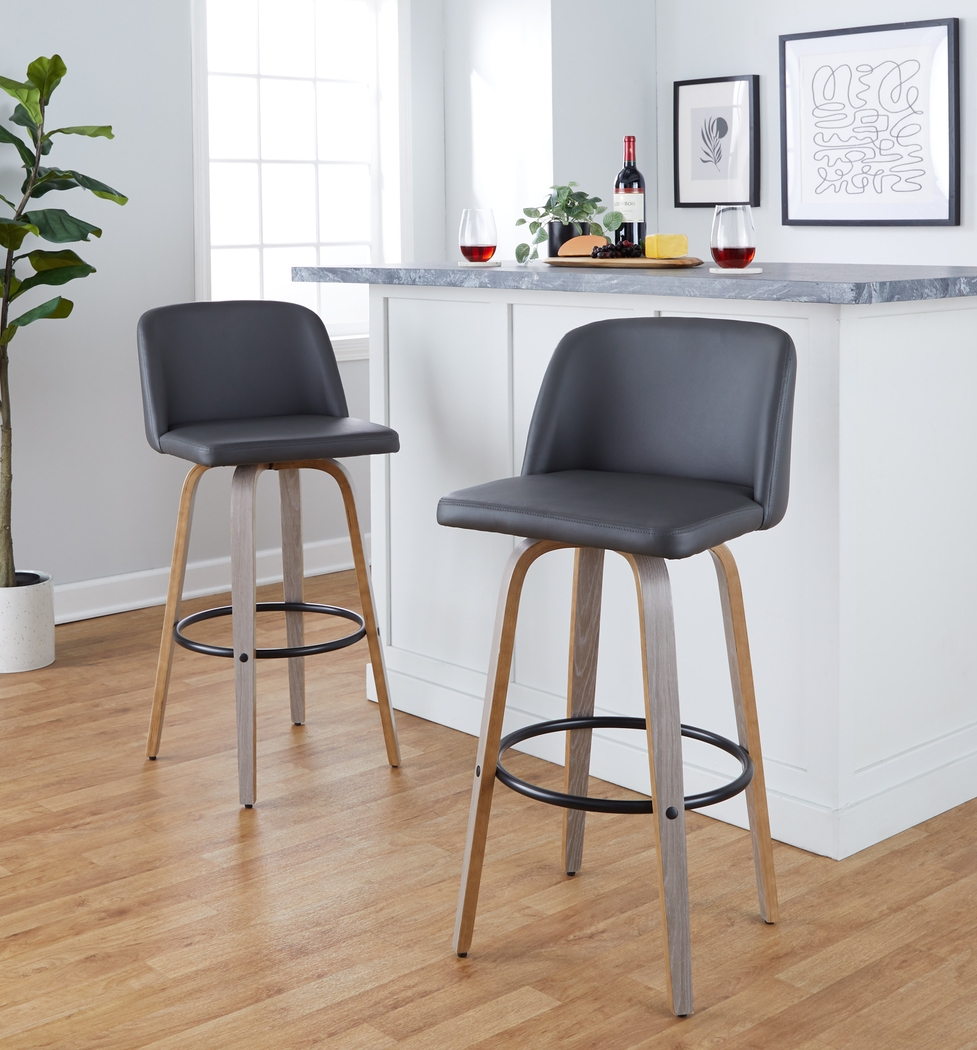 Wymering III Gray Swivel Barstool, Set of 2 - Thumbnail - Image 8