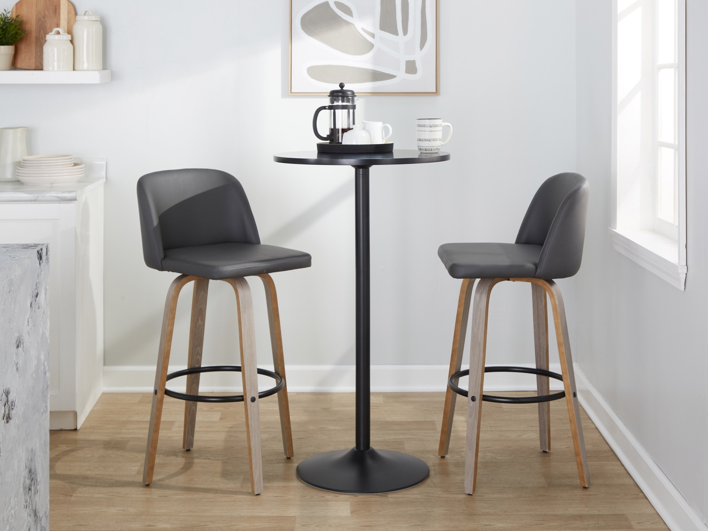 Wymering III Gray Swivel Barstool, Set of 2 - Thumbnail - Image 9