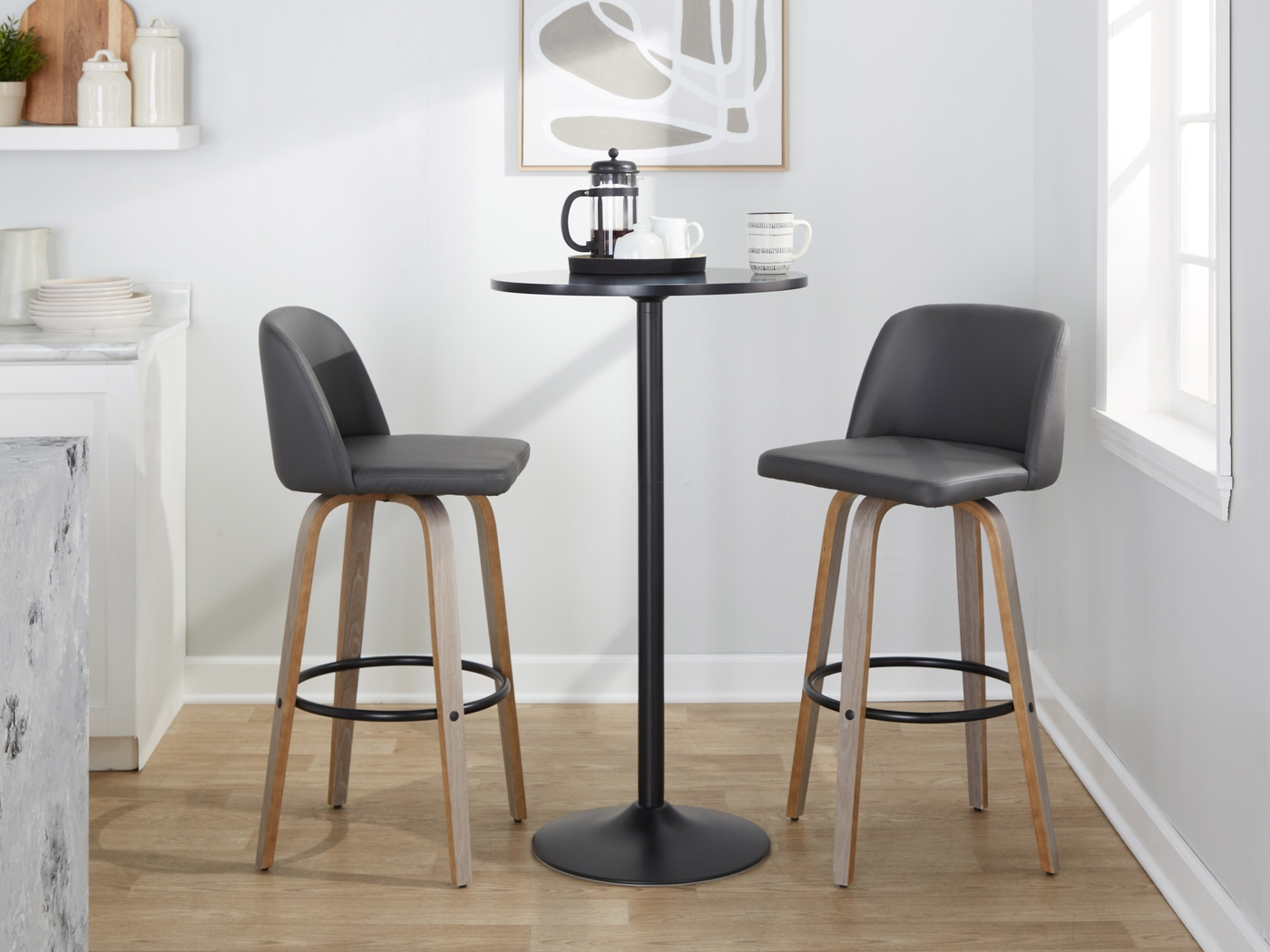 Wymering III Gray Swivel Barstool, Set of 2 - Thumbnail - Image 10