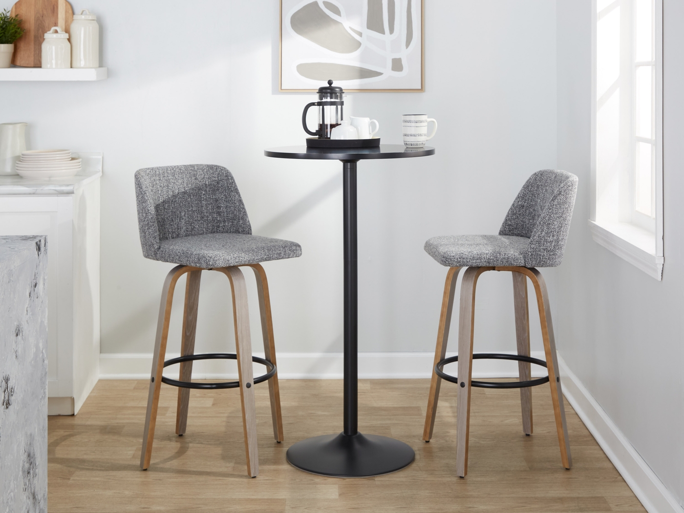 Wymering III Light Gray Swivel Barstool, Set of 2 - Thumbnail - Image 9