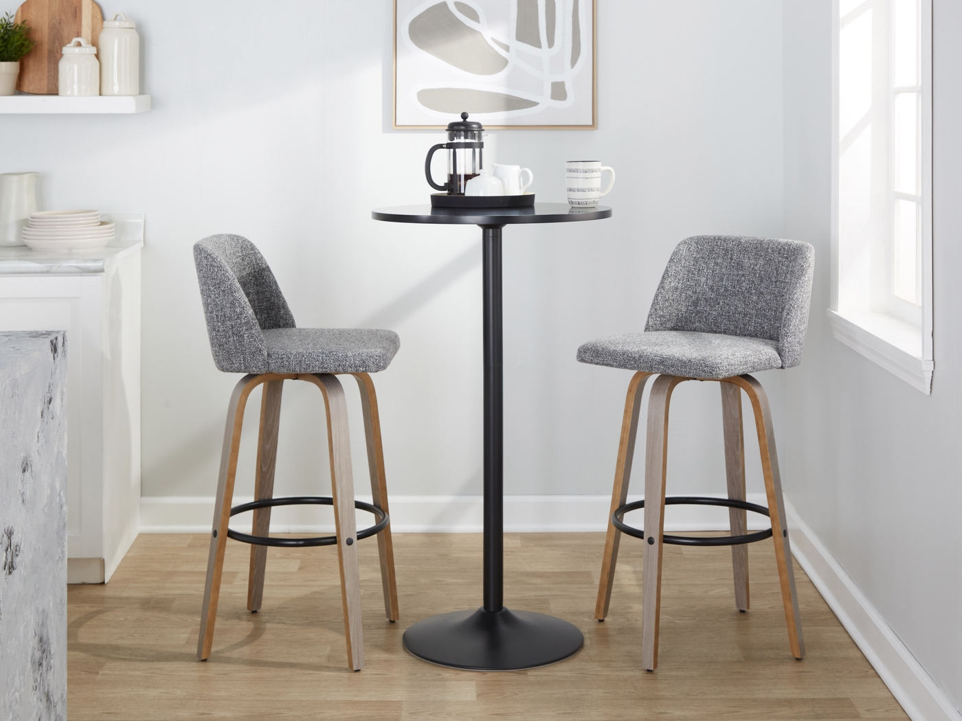 Wymering III Light Gray Swivel Barstool, Set of 2 - Thumbnail - Image 10