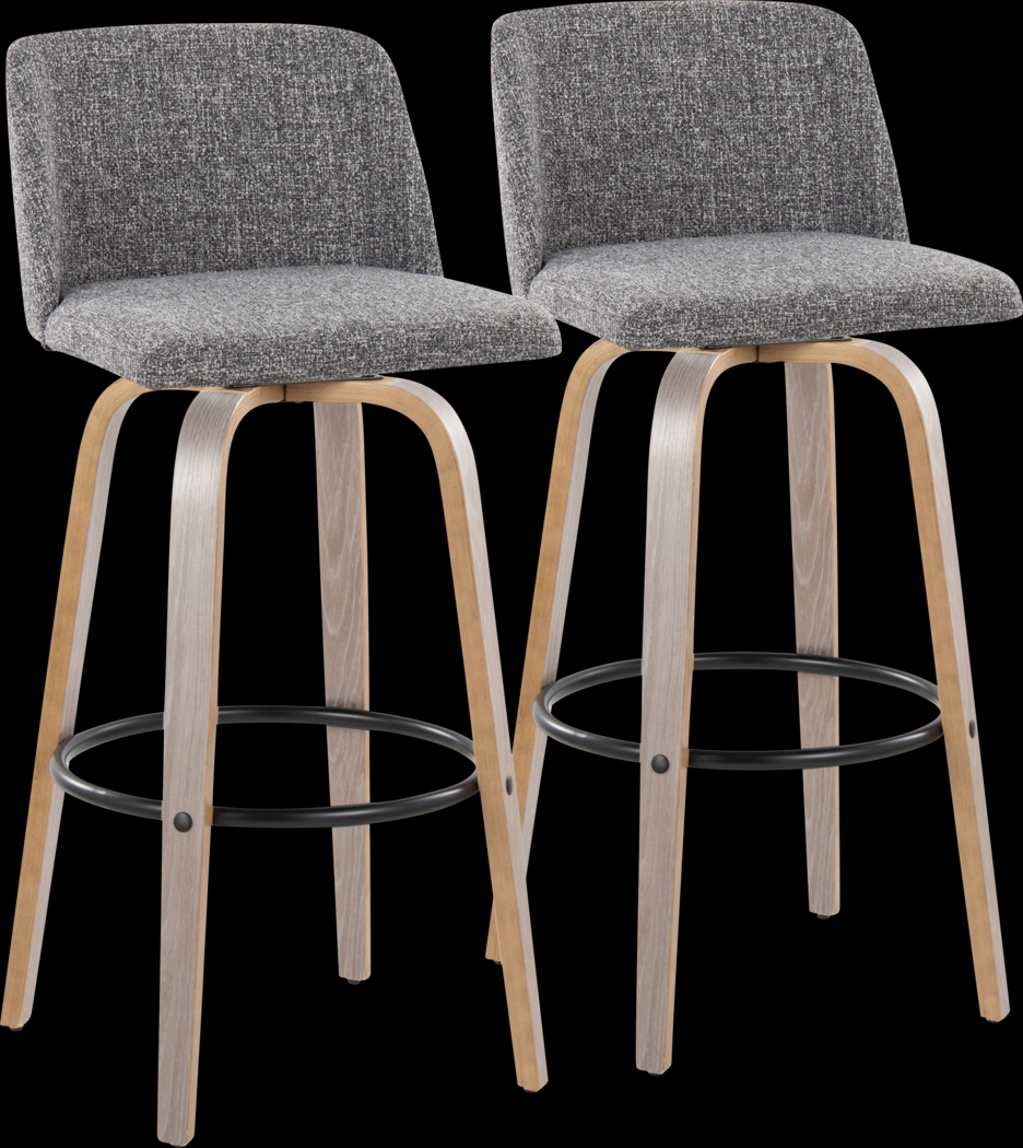 Wymering III Light Gray Swivel Barstool, Set of 2 - Thumbnail - Image 1