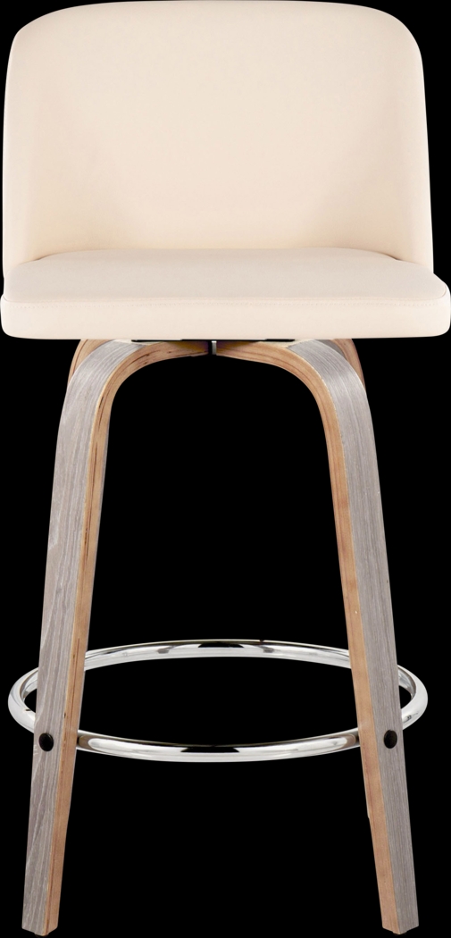 Wymering IV Cream Polyurethane Swivel Counter Height Stool, Set of 2 - Thumbnail - Image 7