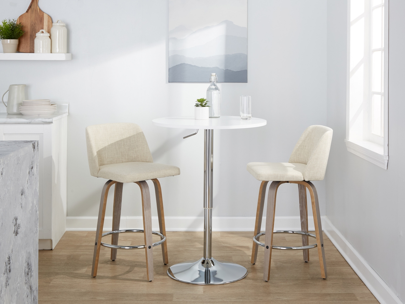 Wymering IV Cream Swivel Counter Height Stool, Set of 2 - Thumbnail - Image 2