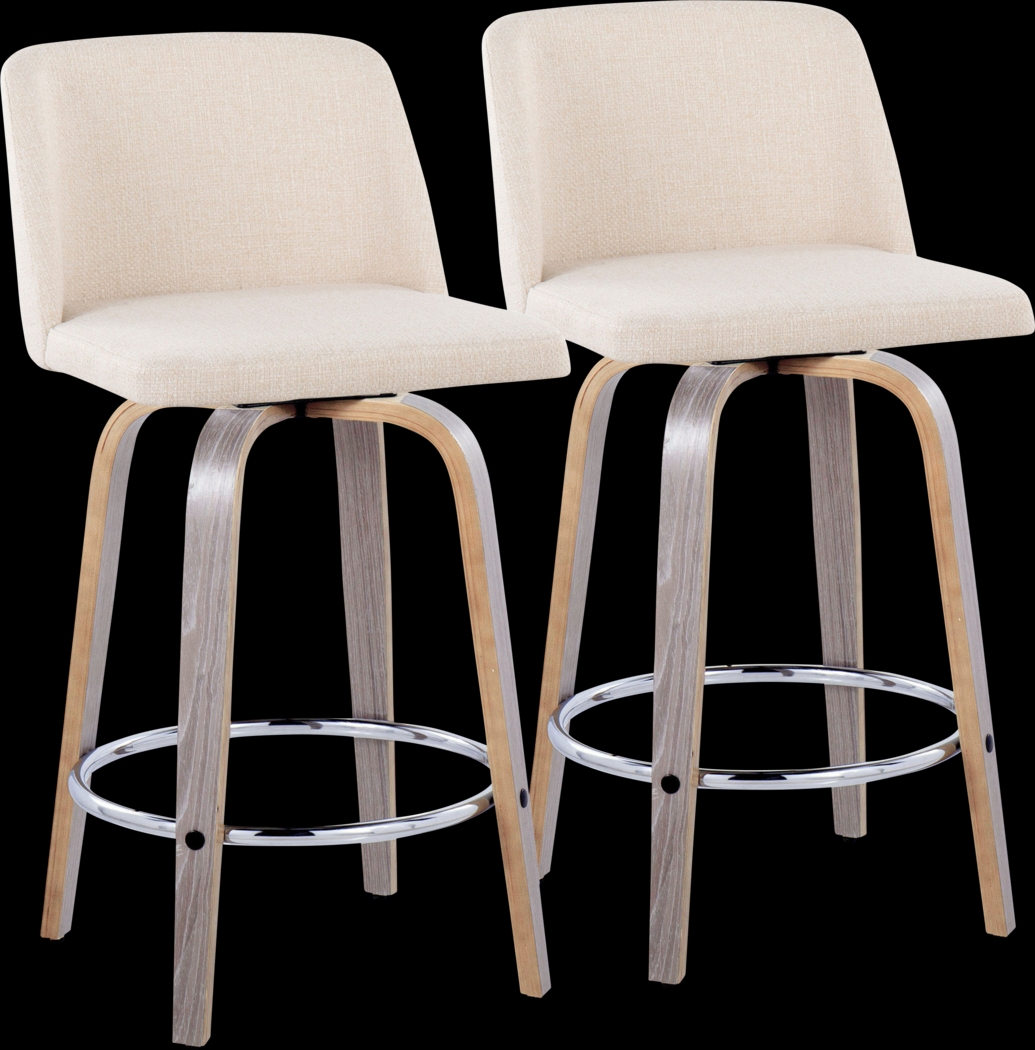 Wymering IV Cream Swivel Counter Height Stool, Set of 2 - Thumbnail - Image 1