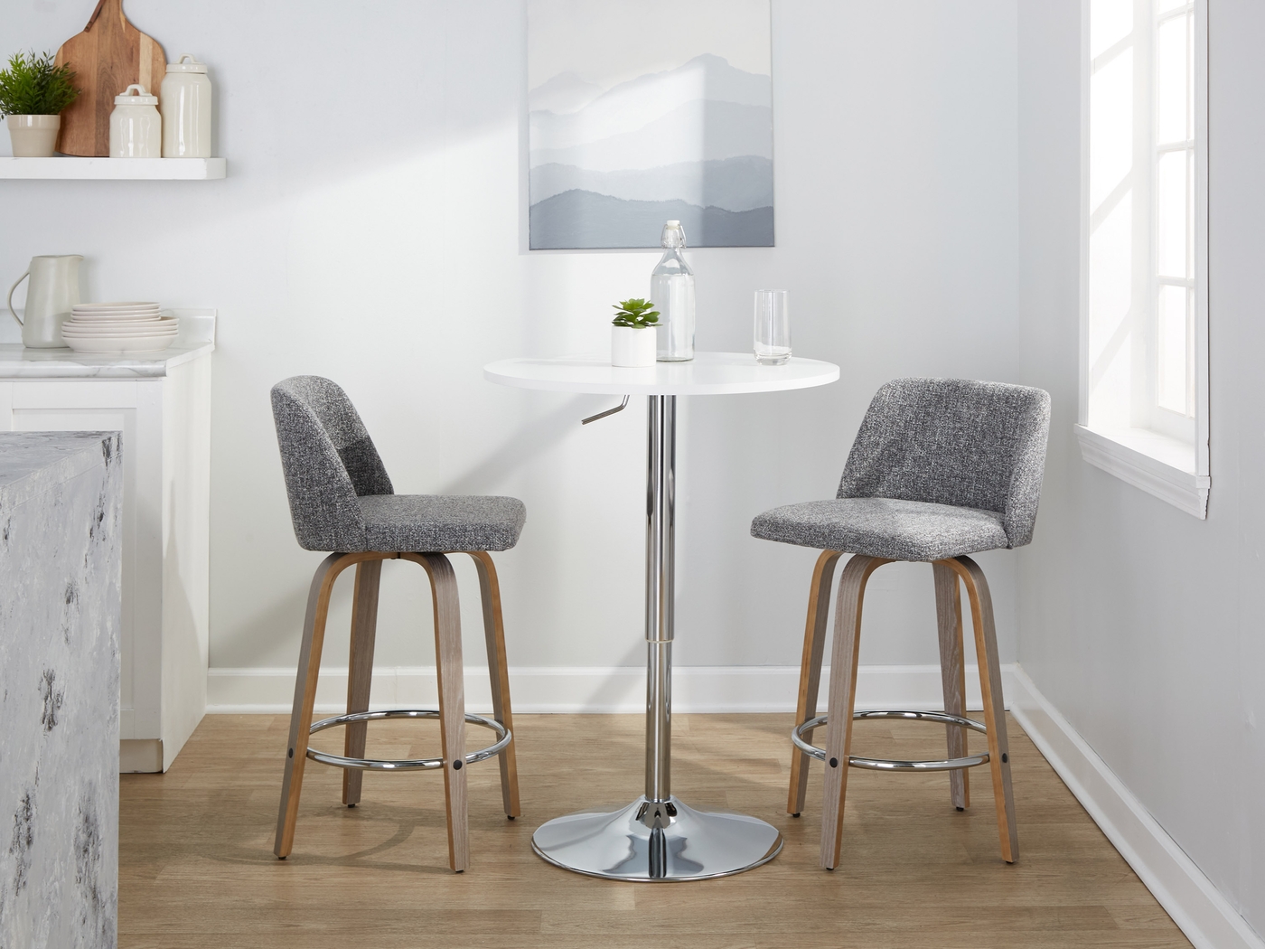 Wymering IV Gray Swivel Counter Height Stool, Set of 2 - Thumbnail - Image 9