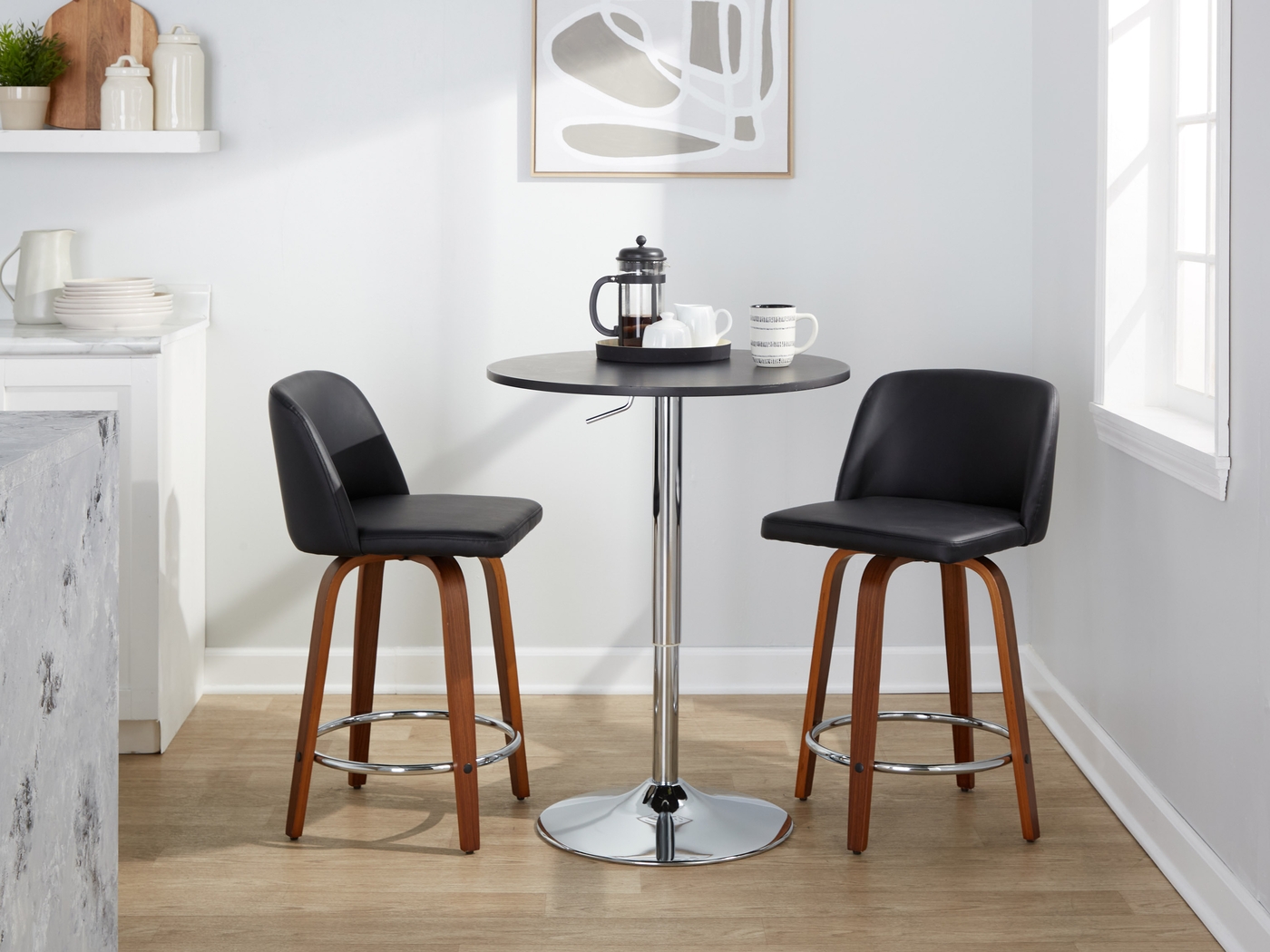 Wymering IX Black Swivel Counter Height Stool, Set of 2 - Thumbnail - Image 2