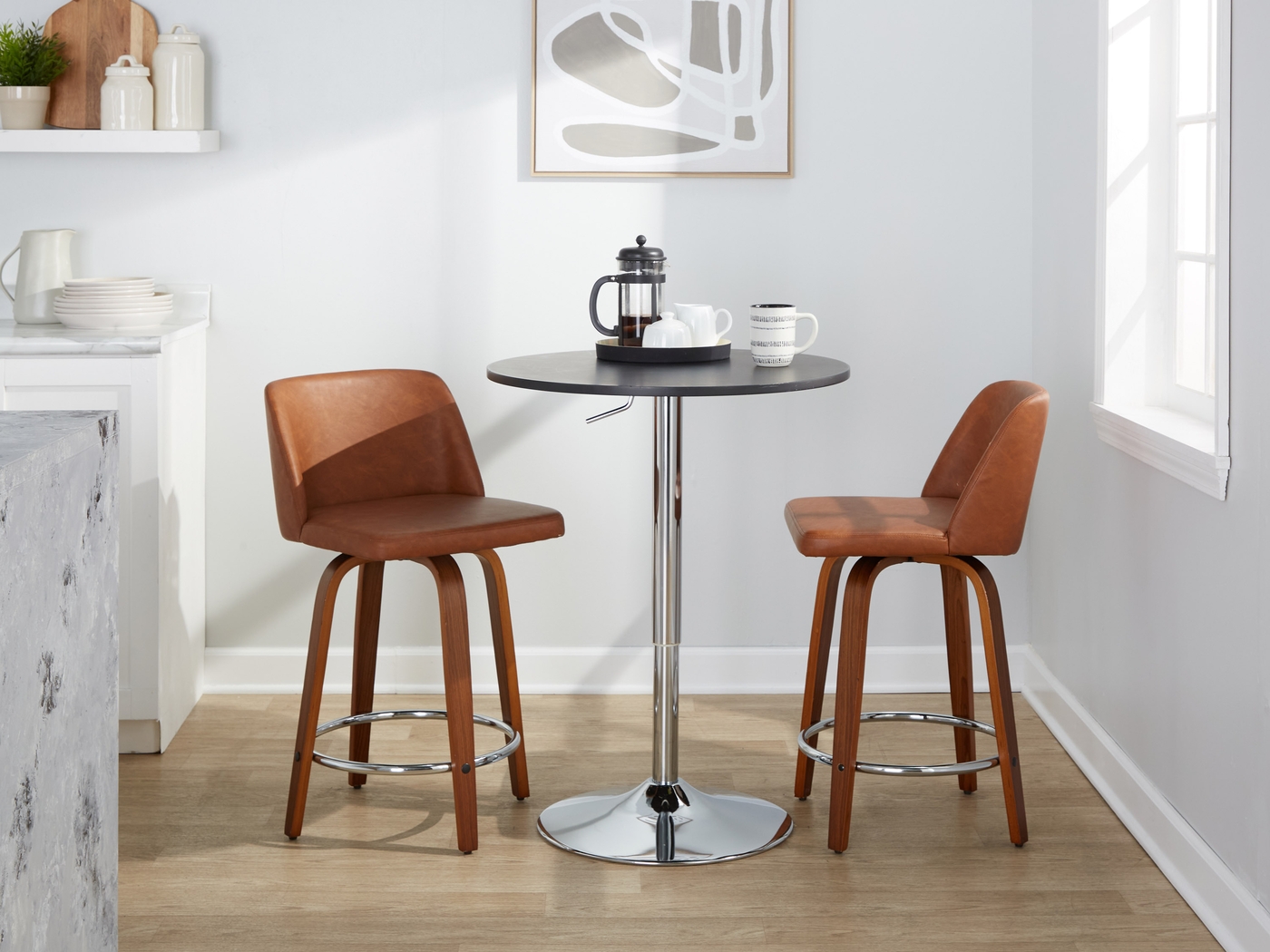 Wymering IX Camel Swivel Counter Height Stool, Set of 2 - Thumbnail - Image 3