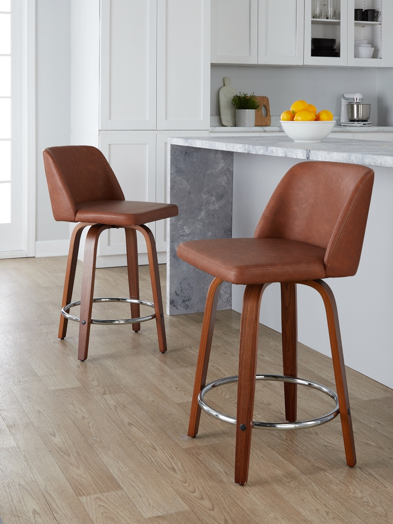 Wymering IX Camel Swivel Counter Height Stool, Set of 2 - Thumbnail - Image 4