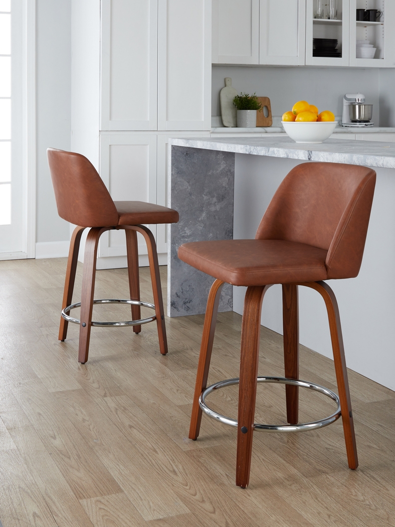 Wymering IX Camel Swivel Counter Height Stool, Set of 2 - Thumbnail - Image 5
